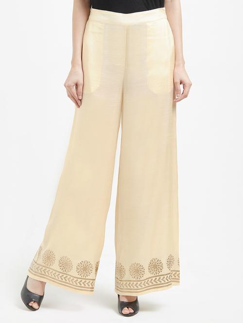 beige viscose straight tapered pant - 16005578 - Standard Image - 1