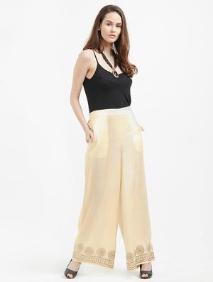 beige viscose straight tapered pant - 16005578 - Standard Image - 4