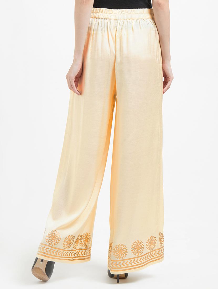 beige viscose straight tapered pant - 16005578 - Zoom Image - 3