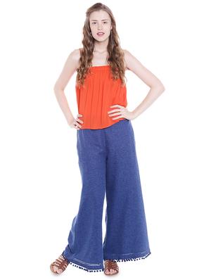 pom pom lace flared palazzo - 16005656 - Standard Image - 4