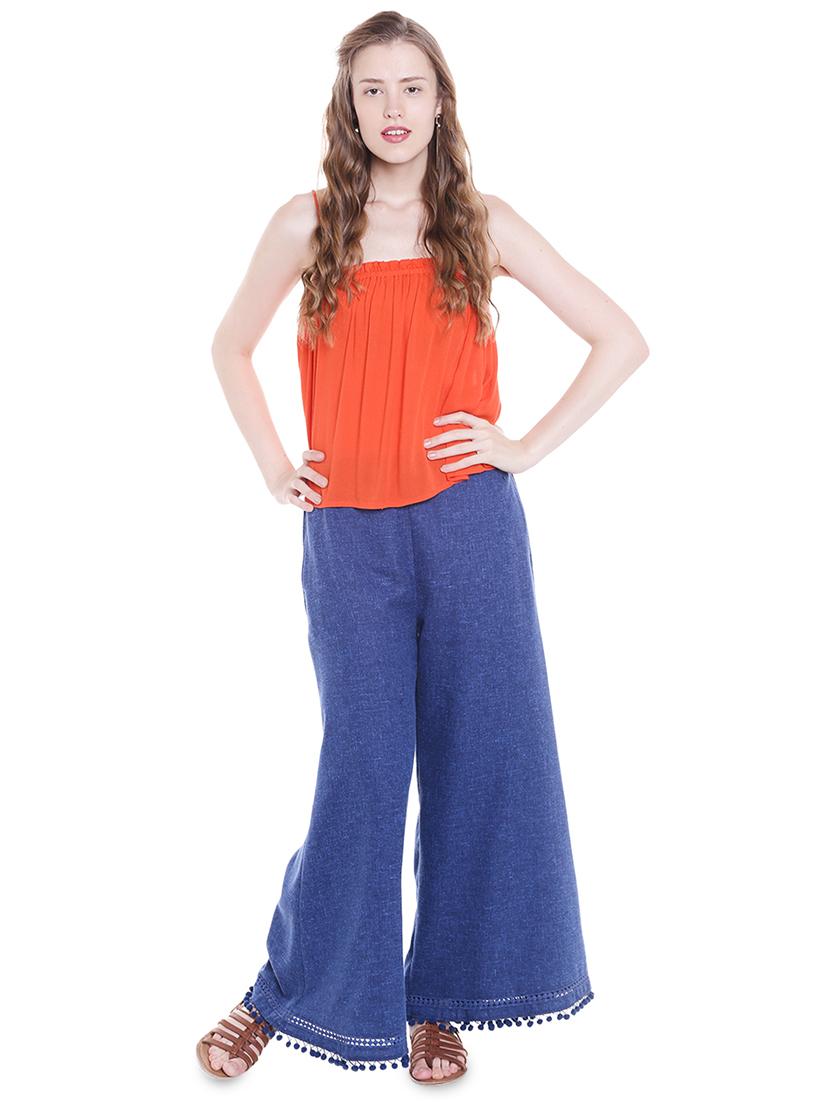 pom pom lace flared palazzo - 16005656 - Zoom Image - 4
