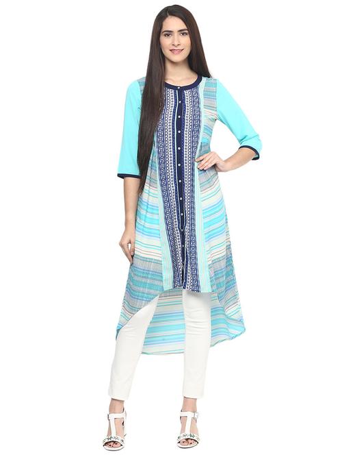 high low printed kurta - 16005681 - Very Small Image - 1