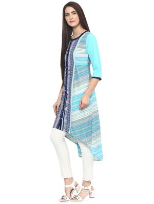 high low printed kurta - 16005681 - Standard Image - 2