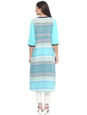 high low printed kurta - 16005681 - Standard Image - 3