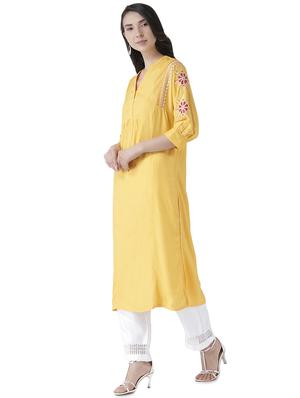 solid straight kurta - 16005695 - Standard Image - 2