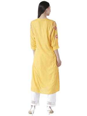 solid straight kurta - 16005695 - Standard Image - 3
