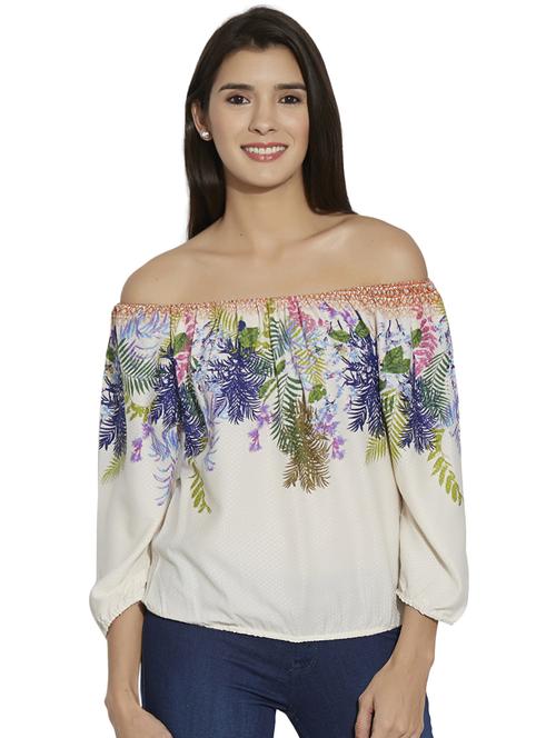 off shoulder tropical top - 16005779 - Standard Image - 1