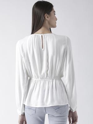 lace insert gathered waist top - 16005816 - Standard Image - 3
