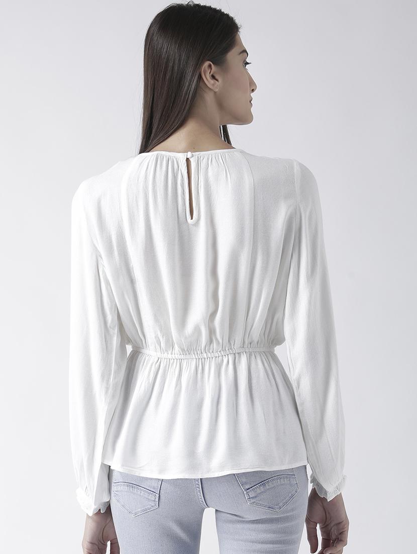 lace insert gathered waist top - 16005816 - Zoom Image - 3