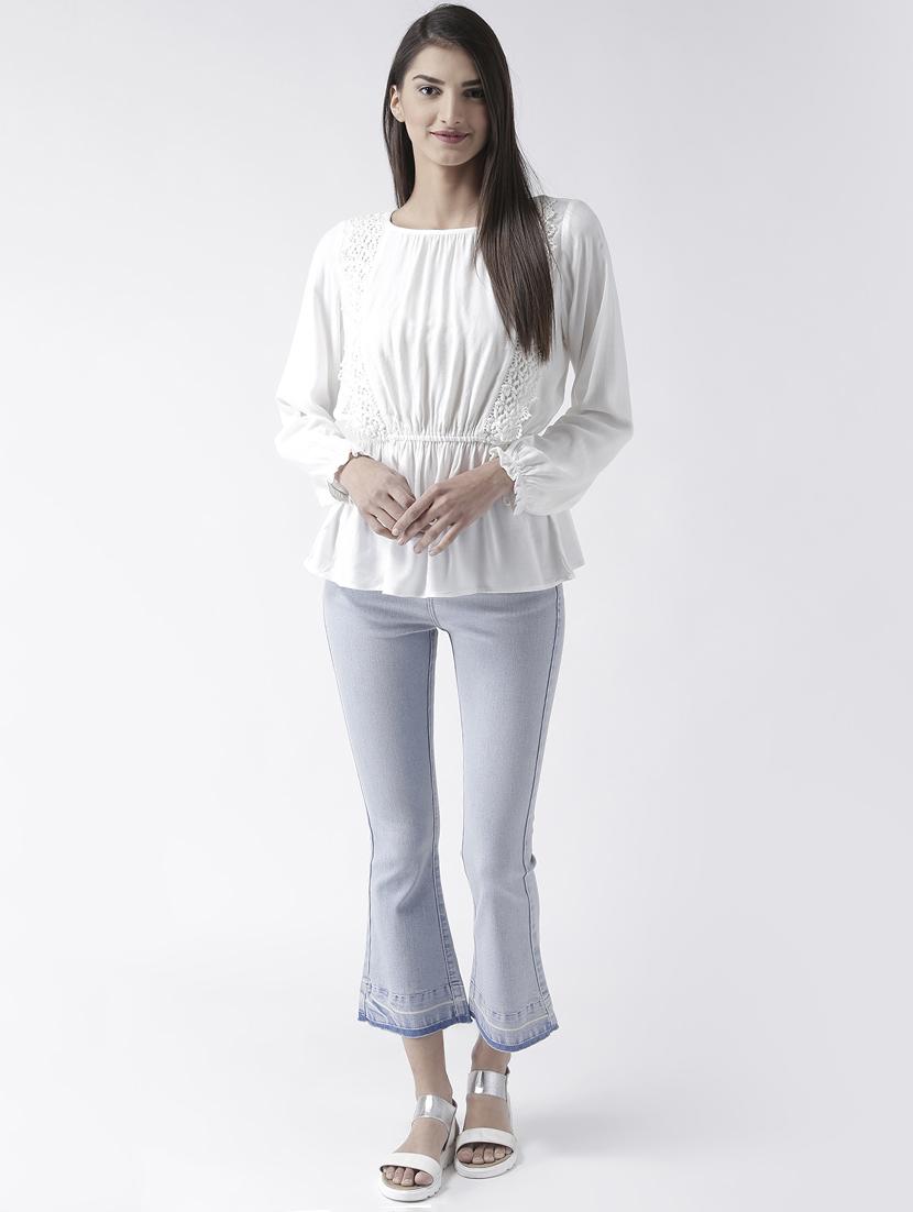 lace insert gathered waist top - 16005816 - Zoom Image - 4
