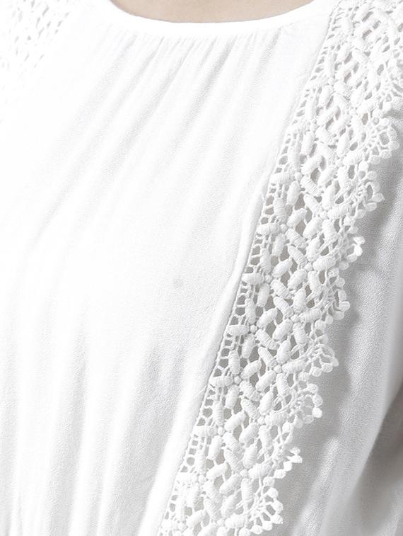 lace insert gathered waist top - 16005816 - Zoom Image - 5