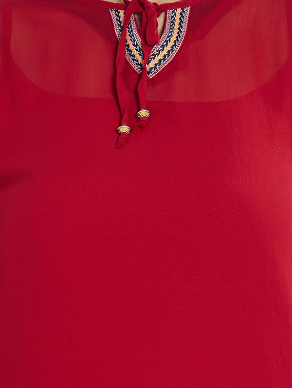 solid ruffled kurta - 16005878 - Zoom Image - 4