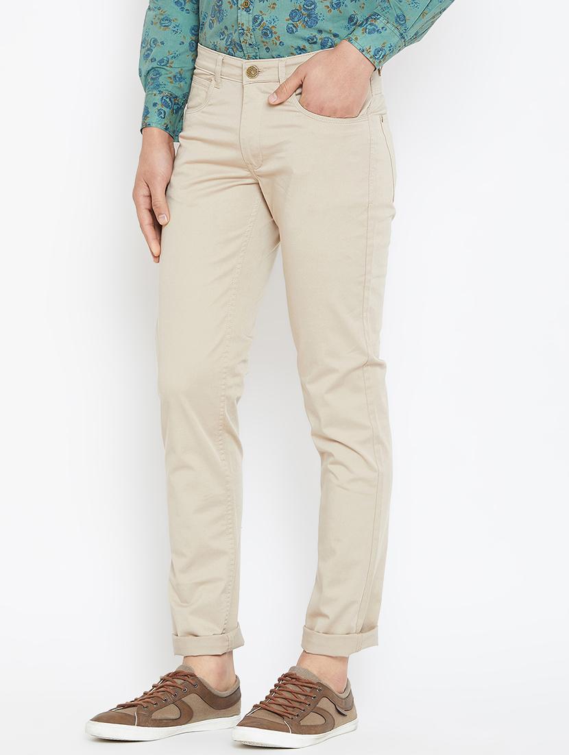 beige cotton blend chinos - 16005908 - Zoom Image - 2
