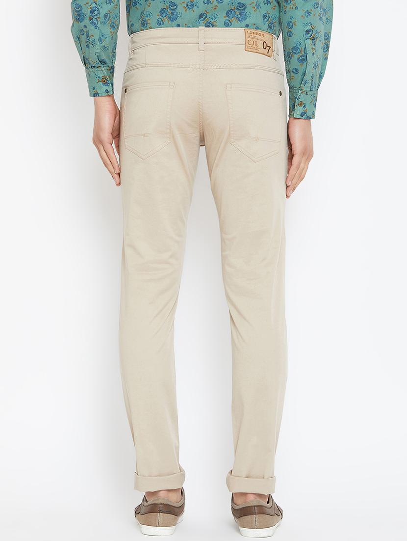beige cotton blend chinos - 16005908 - Zoom Image - 3