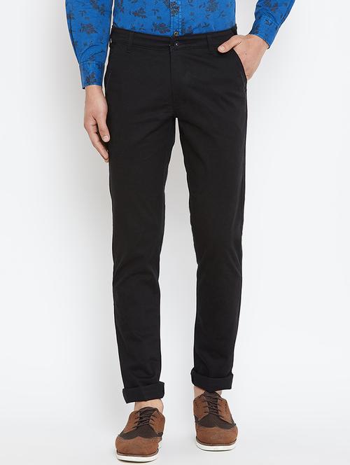 black cotton blend chinos - 16005909 - Standard Image - 1