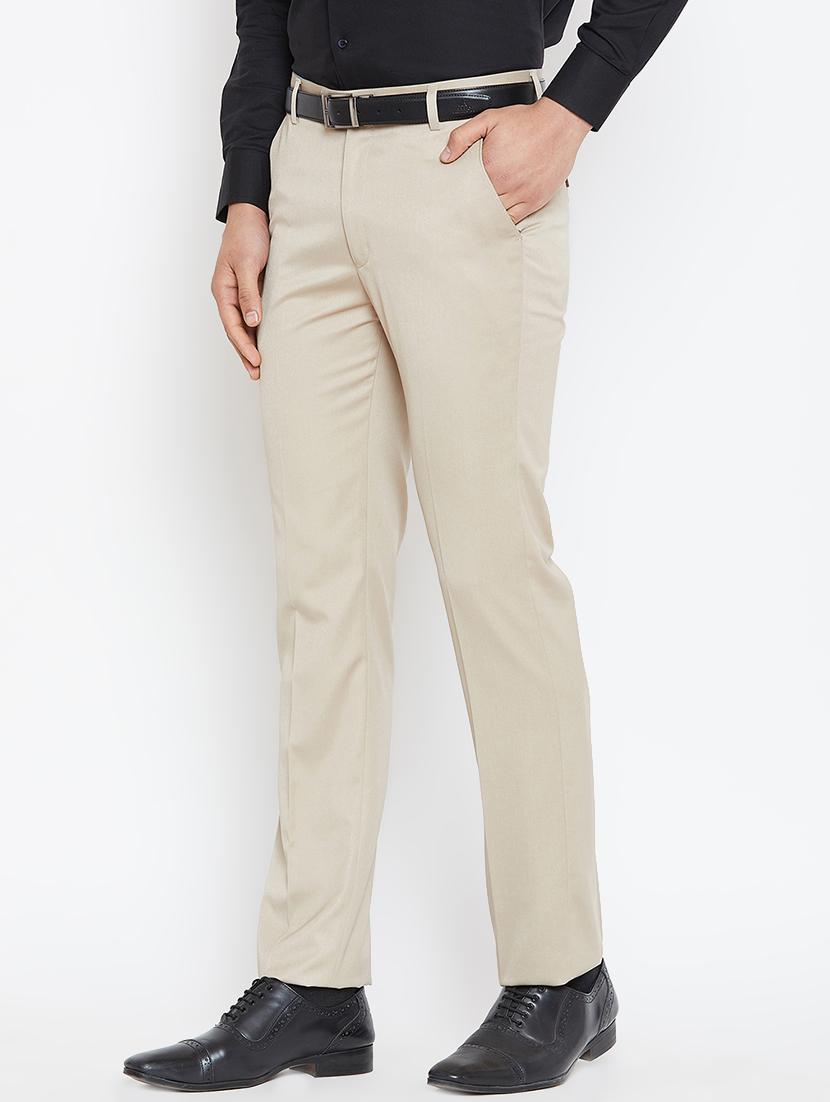 beige polyester flat front formal trouser - 16005913 - Zoom Image - 2