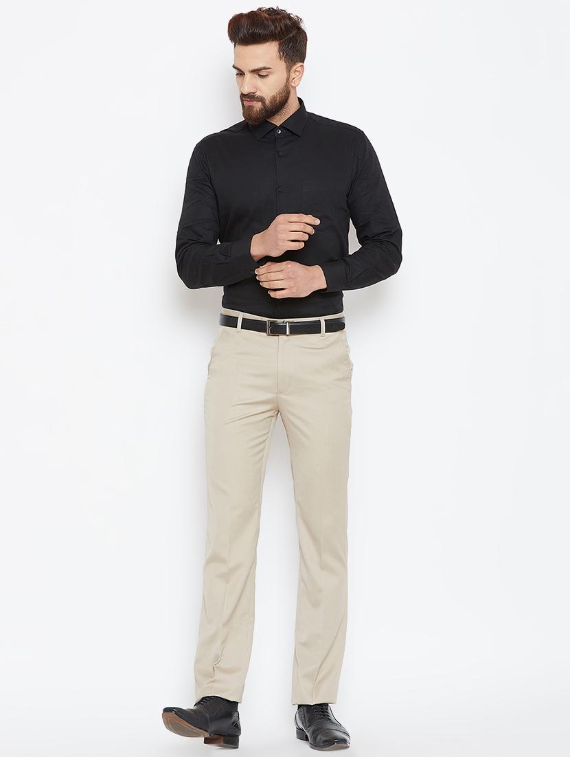 beige polyester flat front formal trouser - 16005913 - Zoom Image - 4