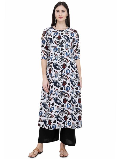printed a-line kurta - 16005938 - Standard Image - 1