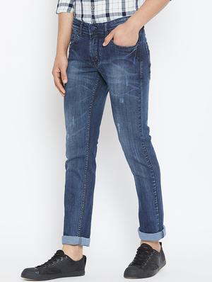 blue light washed ripped denim jeans - 16005962 - Standard Image - 2