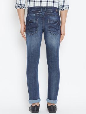 blue light washed ripped denim jeans - 16005962 - Standard Image - 3