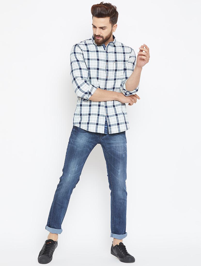 blue light washed ripped denim jeans - 16005962 - Zoom Image - 4