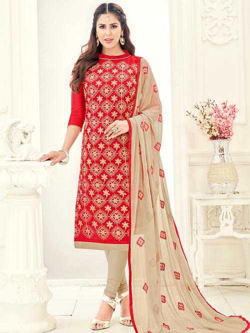 straight embroidered unstitched suit - 16005995 - Standard Image - 1