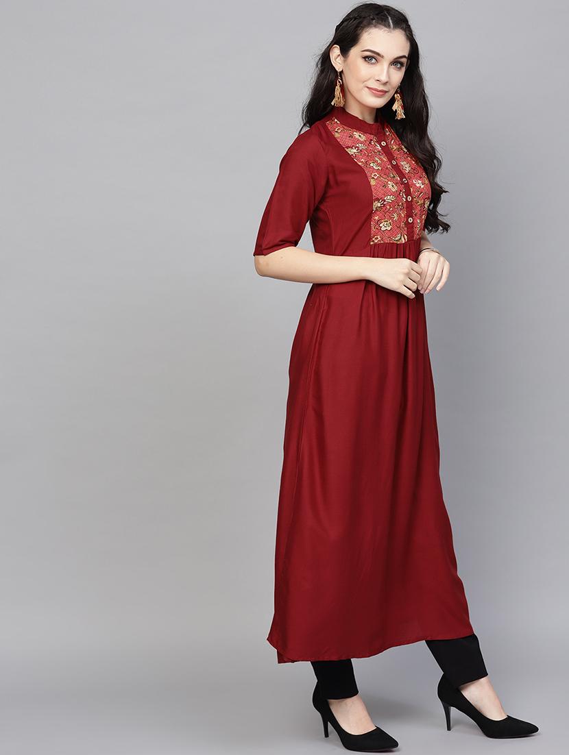 flared solid kurta - 16006062 - Zoom Image - 2