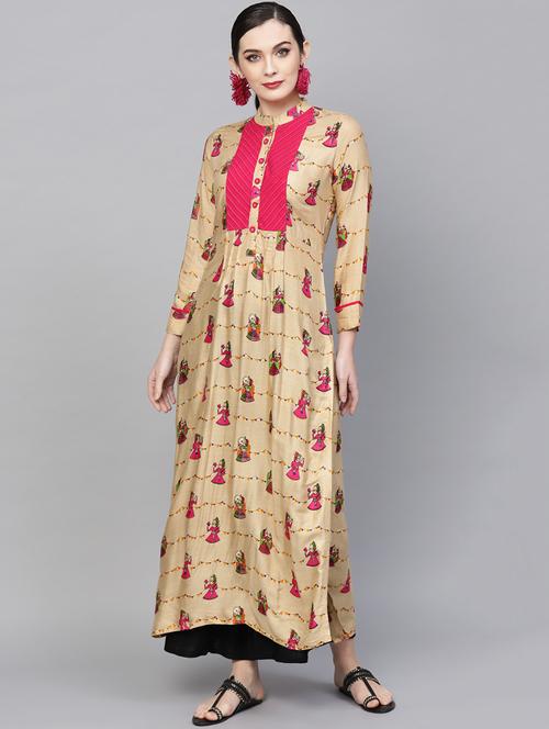 printed straight kurta - 16006072 - Standard Image - 1