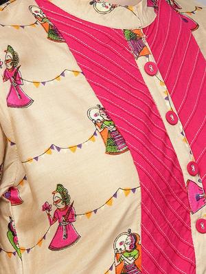 printed straight kurta - 16006072 - Standard Image - 4