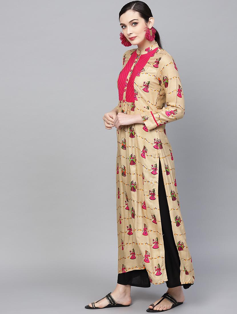 printed straight kurta - 16006072 - Zoom Image - 2