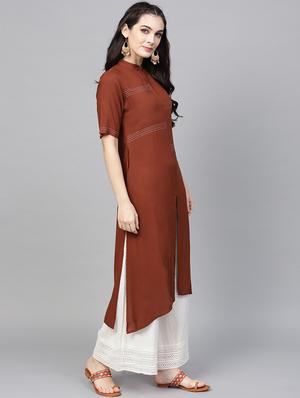 high low solid kurta - 16006076 - Standard Image - 2