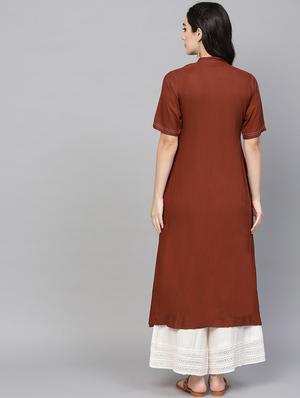 high low solid kurta - 16006076 - Standard Image - 3