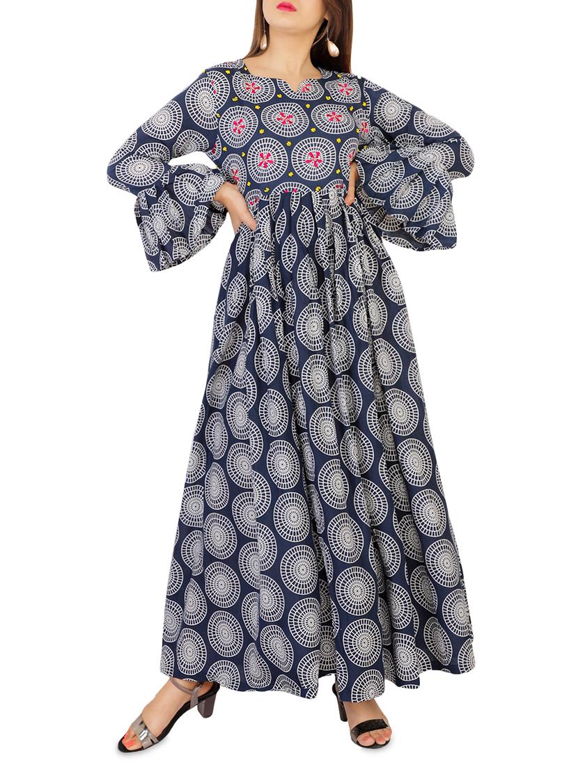 printed bell sleeves flared kurta - 16006160 - Zoom Image - 1