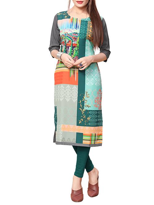 printed straight kurta - 16006231 - Standard Image - 1