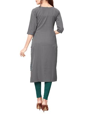 printed straight kurta - 16006231 - Standard Image - 3