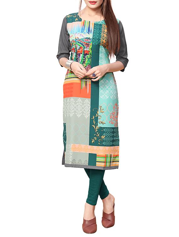 printed straight kurta - 16006231 - Zoom Image - 1