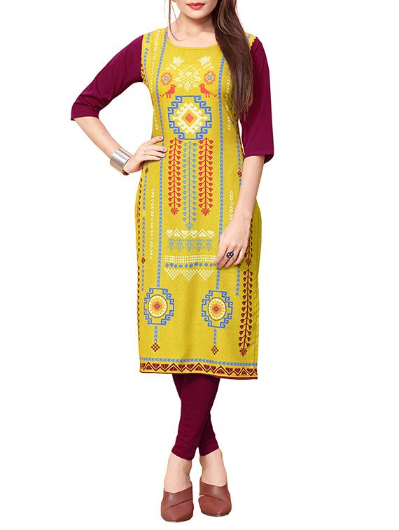 printed straight kurta - 16006238 - Zoom Image - 1
