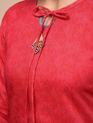 red solid straight kurta - 16006424 - Standard Image - 5