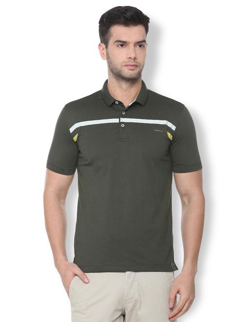 olive green cotton blend polo t-shirt - 16006604 - Standard Image - 1