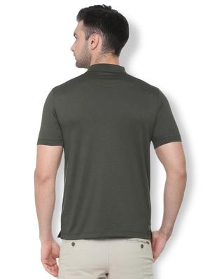 olive green cotton blend polo t-shirt - 16006604 - Standard Image - 2