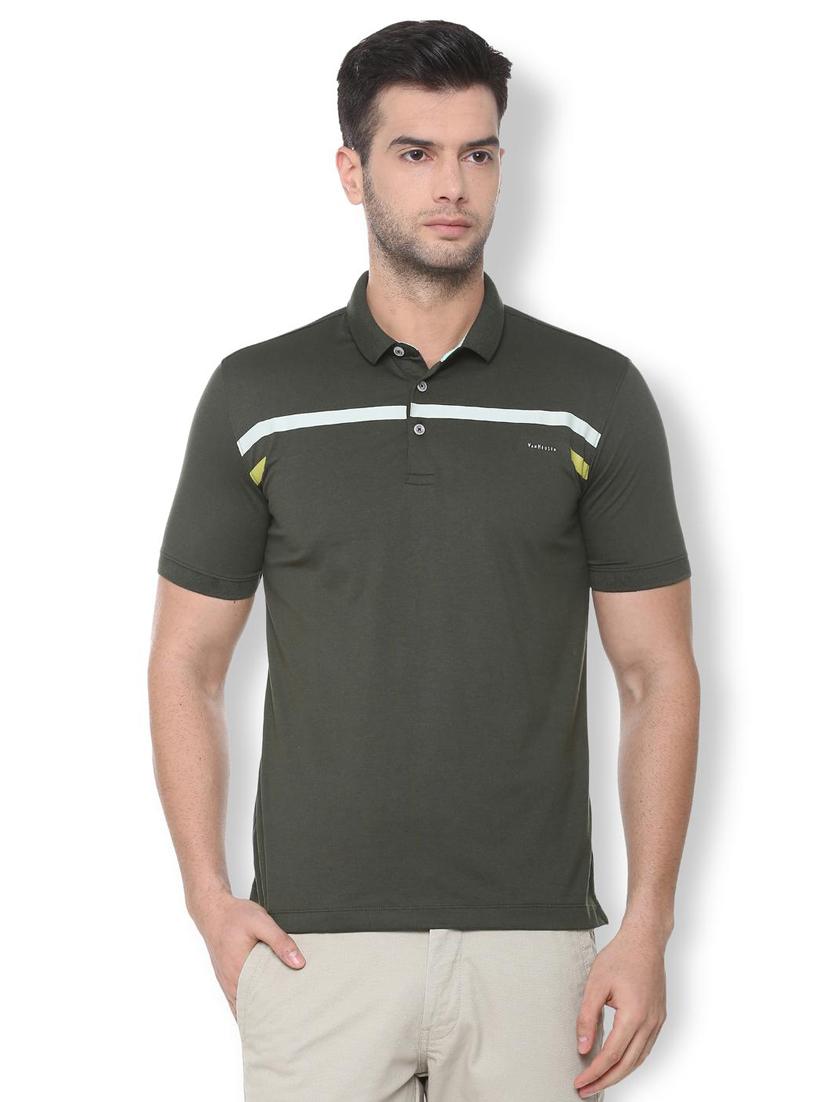 olive green cotton blend polo t-shirt - 16006604 - Zoom Image - 1