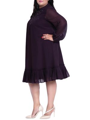 ruffled hem embellished plus a-line dress - 16006739 - Standard Image - 2