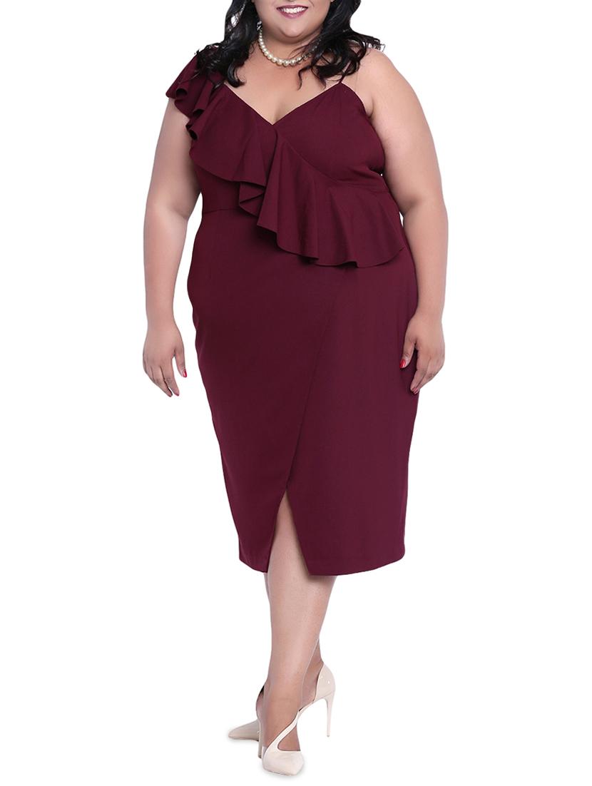 ruffle detail plus sheath dress - 16006741 - Zoom Image - 1