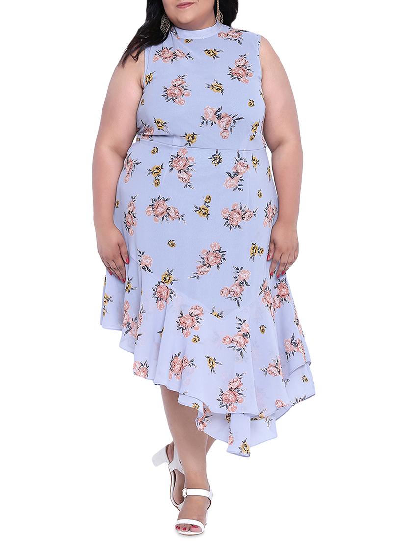 floral plus asymmetric dress - 16006752 - Zoom Image - 1