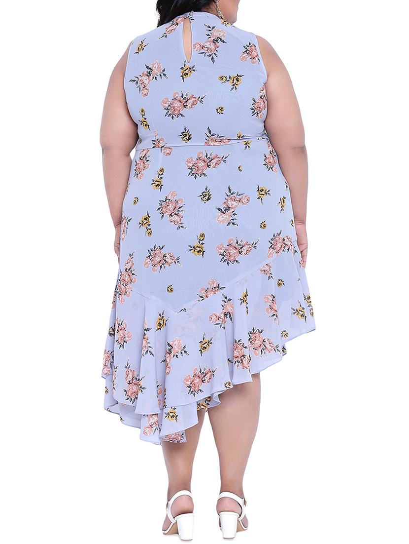 floral plus asymmetric dress - 16006752 - Zoom Image - 3