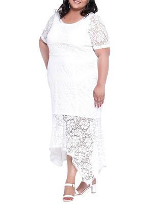 floral laced plus asymmetric dress - 16006753 - Standard Image - 2