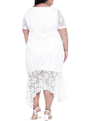 floral laced plus asymmetric dress - 16006753 - Standard Image - 3