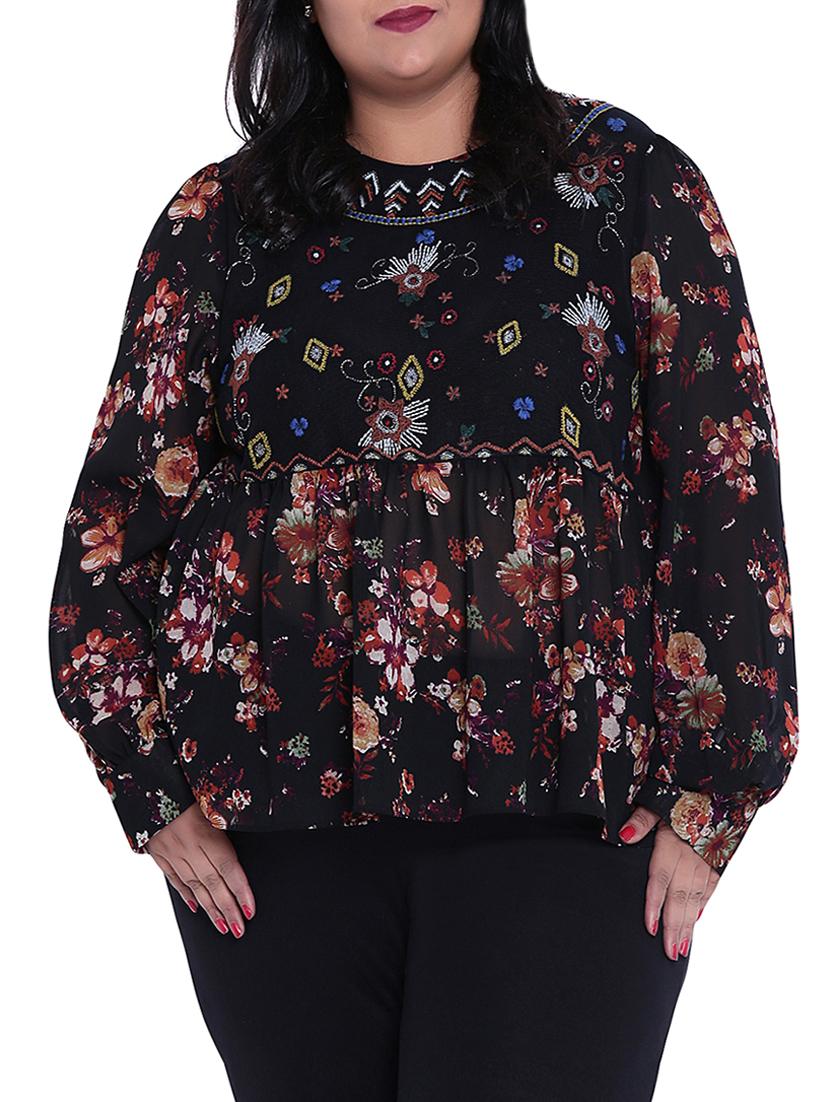floral embroidered plus top - 16006760 - Zoom Image - 1