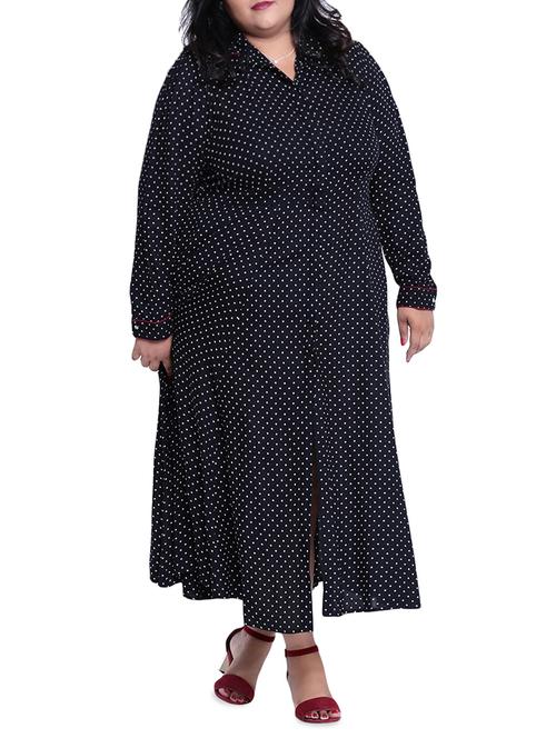 front slit polka dots plus dress - 16006789 - Standard Image - 1