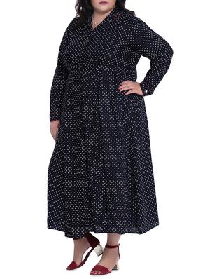 front slit polka dots plus dress - 16006789 - Standard Image - 2